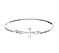 Silverly Bracciale Rigido con Croce Medievale in Argento Sterling 925 con Chiusura a Gancio | Braccialetto Impilabile con Crocifisso Classico | Gioielli della Fede per le Donne | Dono Religioso