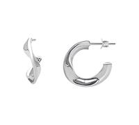 Silverly Cerchi Ondulati in Argento Sterling 925 per Donna, 20mm | Piccoli Orecchini a Cerchio Quadrati Ondulati e Spessi con Chiusura a Farfalla | Design Moderno Intrecciato