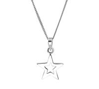 Silverly Ciondolo a Forma di Stella Aperta in Argento Sterling | Collana a Stella Liscia 18" | Ciondolo a Forma di Stella Celeste con Catena a Maglie | Gioielli in Argento Massiccio per Donna