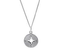 Silverly Ciondolo Bussola in Argento Sterling | Collana con Medaglione a Disco Rotondo da 18" | Ciondolo a Forma di Stella Polare Celestiale Ritagliata con Catena a Maglie