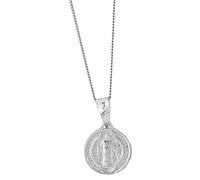 Silverly Collana con Medaglione di San Benedetto in Argento Sterling per Uomo e Donna | Moneta del Santo in Argento 925 su Catena a Maglie da 18 Pollici | Gioielli Classici della Fede