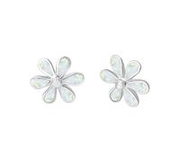 Silverly Orecchini a Bottone in Argento Sterling con Madreperla e Fiore per Donna | Orecchini con Pietre Preziose in Stile Anni '60 | Design Retrò Ispirato alla Natura con Margherite |