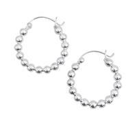 Silverly Orecchini a Cerchio con Perline in Argento Sterling per Donna | Perlina a Sfera di Medie Dimensioni, Design 27mm | Chiusura a Sella | Orecchini a Cerchio Boho Chunky
