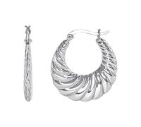 Silverly Orecchini a Cerchio Extra Spessi a Forma di Croissant in Argento Sterling 925 da 30mm | Design Conico e Ritorto a Coste | Cerchi Bold Crescent con Chiusura Saddleback