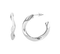 Silverly Orecchini a Cerchio Ondulato in Argento Sterling 925, 30 Mm, di Medie Dimensioni | Design Moderno con Tubo Quadrato Ondulato | Chiusura a Sella
