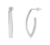 Silverly Orecchini a Cerchio Ovali Lunghi e Appuntiti in Argento Sterling 925 da 30mm | Design Moderno Ed Elegante con Tubi Quadrati | Orecchini a Cerchio Lunghi alla Moda per Donna