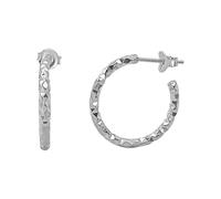 Silverly Orecchini a Cerchio Sfaccettati in Argento Sterling 925 da 20mm | Cerchietti Testurizzati Eleganti di Media Lunghezza con Chiusura a Farfalla | Design Moderno con Taglio a Diamante