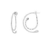 Silverly Orecchini a Doppio Cerchio Martellati in Argento Sterling 925 | Cerchi Contemporanei da 4 Cm, Fronte-retro, per Donna | Gioielli Moderni e Minimalisti in Argento Massiccio