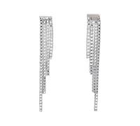 Silverly Orecchini a Nappa con Catena a Maglie Quadrate in Argento Sterling 925 per Donna | Orecchini Pendenti a Cascata con Frange | Orecchini a Perno Multifilo a Goccia Lunga