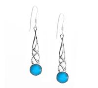 Silverly Orecchini Argento 925 Simulato Turchese Nodo Celtico Pendenti