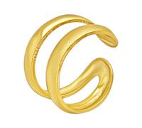 Silverly Orecchino a Polsino Doppio in Argento Sterling Placcato Oro | Orecchino a Polsino Regolabile Illusion | Gioielli Finti Minimalisti per Piercing alla Cartilagine o all'Elica