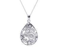 Silverly Pendente Donna Argento 925 Collana a Goccia in Filigrana Fiore