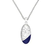 Silverly Pendente Donna Argento 925 Collana Filigrana Ovale con Inserto Blu