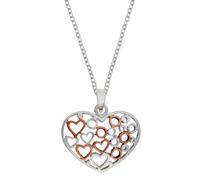 Silverly Pendente Donna Argento 925 Placcato Oro Rosa Collana Cuore Amore