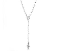Silverly Rosario in Argento 925 44cm | Gioielli Cattolici | Collane di Perline con Crocifisso della Vergine Maria | Collana con Croce in Argento Sterling da Uomo | Regali Cristiani per le Donne