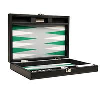 Silverman & Co. Set Backgammon Premium da 33 cm, dimensioni da viaggio, lavagna nera, punti bianchi e verdi