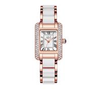 Silverora Orologi da polso da donna rettangolari Orologi da donna: facile da leggere con quadrante piccolo, analogico, al quarzo, da donna, in stile sciamico, con scala dei numeri romani, bianco