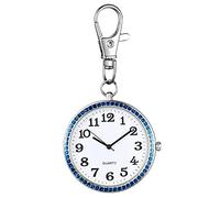 Silverora Orologio da tasca con moschettone portachiavi analogico FOB clip orologio al quarzo per uomo donna zaino cintura all'aperto, b, Per esterni