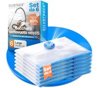 SilverRack Sacchetti sottovuoto per vestiti, 6 pezzi, grandi (60 x 80 cm), con etichette, sacchetti per aspirapolvere 80 x 60 cm