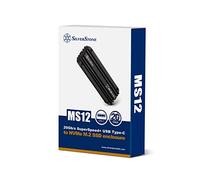 Silverstone MS12, alloggiamento SSD SuperSpeed+ da 20 Gbps USB 3.2 Gen 2x2 Type-C a NVMe M.2, alluminio, nero, SST-MS12