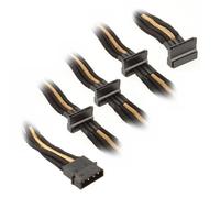 Silverstone SilvStone SST-PP07-BTSBG 03 m (Silverstone 4-pin Molex to 4x SATA cable 30 cm - Black / Gold) NEW