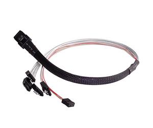 SilverStone SST-CPS03 - cavo schermato interno per Mini SAS SFF8087 36pin a 4x SATA 7pin (con banda laterale), controller Mini SAS a target/backplane con 4x SATA, 0.5M
