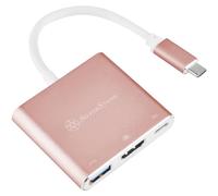Silverstone SST-EP08P - USB 3.1 Typ-C Adapter Auf HDMI/USB Type C/USB Type A - Rosa