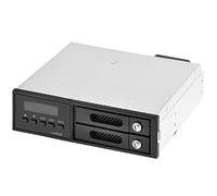 SilverStone SST-FSR202 - Backplane mobile/hot-swap per caricabatteria da incasso per 2x 2,5 pollici SAS/SATA HDD o SSD, adattabile in qualsiasi bay da 5,25 pollici, RAID 0,1, Display, con blocco, nero