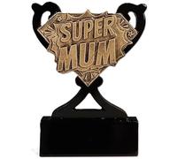SilverTrophy: Super Mum Award, World's Best Mum Appreciation Trophy, regalo di ringraziamento, New Mum, Hero Mum, Best Mummy Ever, regalo da bambini, mini tazza nera e oro, ricordo personalizzato