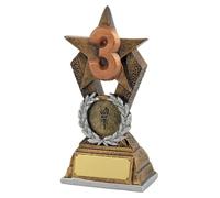 SilverTrophy: Trofeo stella di bronzo 3 ° posto, terzo, medaglia di bronzo, numero 3, scherzo divertente perdente, regalo aziendale, figurina conveniente, piastra per incisione, premio sportivo