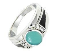 SILVERTROVE Anello argento sterling 925 con Calcedonio acquamarina pietra preziosa per uomo e donna, gioielli fatti a mano di tutte le taglie CRG1166CE_47 (15.0)