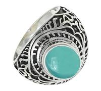 SILVERTROVE Anello argento sterling 925 con Calcedonio acquamarina pietra preziosa per uomo e donna, gioielli fatti a mano di tutte le taglie CRG1219CE_49 (15.6)