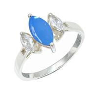 SILVERTROVE Anello argento sterling 925 con Calcedonio blu pietra preziosa per uomo e donna, gioielli fatti a mano di tutte le taglie CRG1244CF_67 (21.3)
