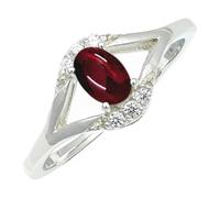 SILVERTROVE Anello argento sterling 925 con Granato cabochon pietra preziosa per uomo e donna, gioielli fatti a mano di tutte le taglie CRG1243BS_48 (15.3)