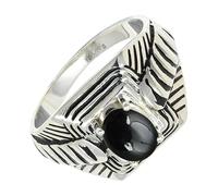 SILVERTROVE Anello argento sterling 925 con Onice nero cabochon pietra preziosa per uomo e donna, gioielli fatti a mano di tutte le taglie CRG1169BY_68 (21.6)