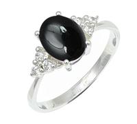SILVERTROVE Anello argento sterling 925 con Onice nero cabochon pietra preziosa per uomo e donna, gioielli fatti a mano di tutte le taglie CRG1246BY_64 (20.4)