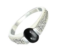 SILVERTROVE Anello argento sterling 925 con Onice nero cabochon pietra preziosa per uomo e donna, gioielli fatti a mano di tutte le taglie CRG1168BY_57 (18.1)