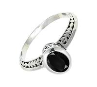 SILVERTROVE Anello argento sterling 925 con Onice nero pietra preziosa per uomo e donna, gioielli fatti a mano di tutte le taglie CRG1146AE_58 (18.5)