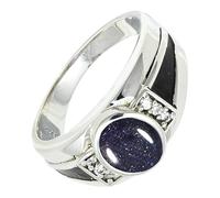 SILVERTROVE Anello argento sterling 925 con Pietra del sole sintetica pietra preziosa per uomo e donna, gioielli fatti a mano di tutte le taglie CRG1166CA_65 (20.7)