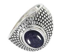 SILVERTROVE Anello argento sterling 925 con Pietra del sole sintetica pietra preziosa per uomo e donna, gioielli fatti a mano di tutte le taglie CRG1172CA_59 (18.8)