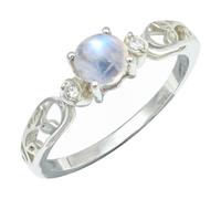 SILVERTROVE Anello argento sterling 925 con Pietra di luna arcobaleno pietra preziosa per uomo e donna, gioielli fatti a mano di tutte le taglie CRG1237BO_50 (15.9)