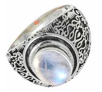 SILVERTROVE Anello argento sterling 925 con Pietra di luna arcobaleno pietra preziosa per uomo e donna, gioielli fatti a mano di tutte le taglie CRG1220BO_48 (15.3)