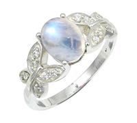 SILVERTROVE Anello argento sterling 925 con Pietra di luna arcobaleno pietra preziosa per uomo e donna, gioielli fatti a mano di tutte le taglie CRG1251BO_50 (15.9)