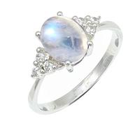 SILVERTROVE Anello argento sterling 925 con Pietra di luna arcobaleno pietra preziosa per uomo e donna, gioielli fatti a mano di tutte le taglie CRG1246BO_50 (15.9)