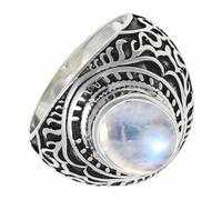 SILVERTROVE Anello argento sterling 925 con Pietra di luna arcobaleno pietra preziosa per uomo e donna, gioielli fatti a mano di tutte le taglie CRG1219BO_50 (15.9)