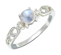 SILVERTROVE Anello argento sterling 925 con Pietra di luna arcobaleno pietra preziosa per uomo e donna, gioielli fatti a mano di tutte le taglie CRG1237BO_62 (19.7)
