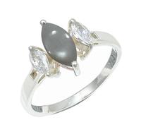 SILVERTROVE Anello argento sterling 925 con Pietra di luna grigia pietra preziosa per uomo e donna, gioielli fatti a mano di tutte le taglie CRG1244BQ_54 (17.2)