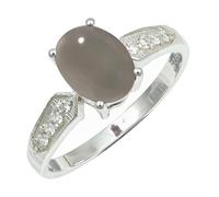 SILVERTROVE Anello argento sterling 925 con Pietra di luna grigia pietra preziosa per uomo e donna, gioielli fatti a mano di tutte le taglie CRG1250BQ_61 (19.4)
