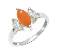 SILVERTROVE Anello argento sterling 925 con Pietra di luna pesca pietra preziosa per uomo e donna, gioielli fatti a mano di tutte le taglie CRG1244BR_50 (15.9)