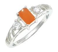 SILVERTROVE Anello argento sterling 925 con Pietra di luna pesca pietra preziosa per uomo e donna, gioielli fatti a mano di tutte le taglie CRG1248BR_50 (15.9)